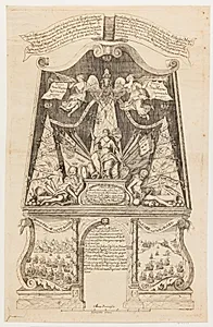 Illuminationsforestilling, foranstaltet af den russiske gesandt i København i anledning af den russiske Kejsers og svenske Konges besøg i København d. 11. december 1721 by Johan Herman Thiele