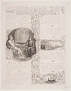 Illustration nr. 1 til "Visen om Dronning Dagmars ankomst til Danmark" by Lorenz Frølich