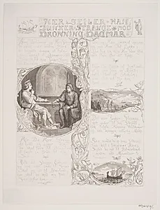 Illustration nr. 1 til "Visen om Dronning Dagmars ankomst til Danmark" by Lorenz Frølich