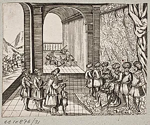 Illustration til Adam Olearius, “Persianischer Rosenthal von einem Sinnreichen Poeten Schich Saadi […]”, Schleswig 1660 by J. Muller