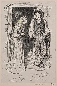 Illustration til "Askeladden som fik prinsessen til at løgste sig" by Ubekendt