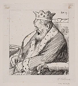 Illustration til "De tre kongsdøtre i berget det blå" by Waldemar Bøhme