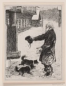 Illustration til "De tre kongsdøtre i berget det blå" by Ubekendt