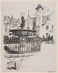 Illustration til "Den 11. juni" (Springvandet paa Gammelt Torv)