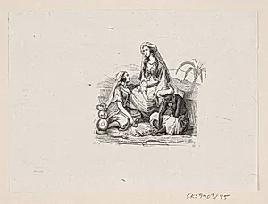 Illustration til "Den flyvende Kuffert" i H.C. Andersen, "Eventyr og Historier", Bind 1 by H.P. Hansen