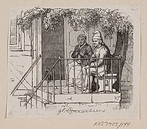 Illustration til "Den Gamle Gravsteen" i H.C. Andersen, "Eventyr og Historier", Bind 2 by H.P. Hansen