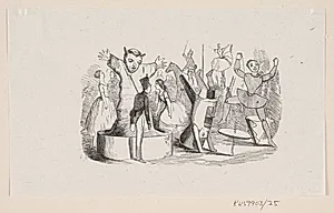 Illustration til "Den standhaftige Tinsoldat" i H.C. Andersen, "Eventyr og Historier", Bind 1 by H.P. Hansen