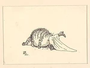 Illustration til Den tykke kat by Niels Skovgaard