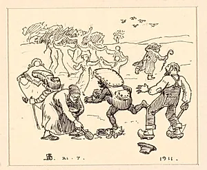 Illustration til "Den tykke kat" by Niels Skovgaard