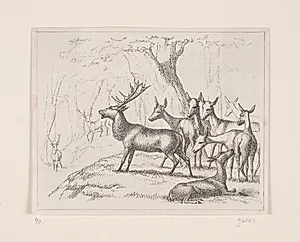 Illustration til digtet "Hjorten" af Gotfred Rode by Ubekendt