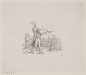 Illustration til "En Aftenstund i et Proprietærkøkken" by H.P. Hansen