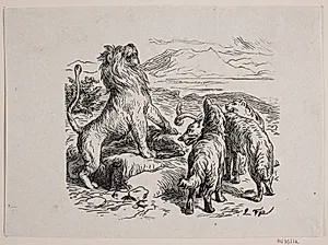 Illustration til "Fablen om løvens jagt"