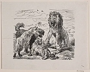 Illustration til "Fablen om løvens jagt"