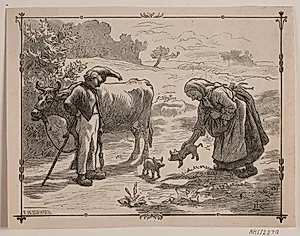 Illustration til folkeeventyret "Tre små røde Grise" by Ubekendt