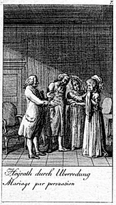 Illustration til giftermålets årsager og følger (Heyrath durch Überredung Mariage par persuasion)