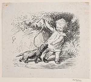Illustration til H. C. Andersen "Drengen og hundehvalpen"