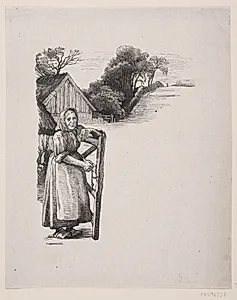 Illustration til H. V. Kaalunds digt "Konen ved Ledet i Frederiksdal" by Ubekendt
