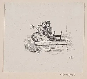 Illustration til "Hyrdinden og Skorsteensfeieren" i H.C. Andersen, "Eventyr og Historier", Bind 2 by H.P. Hansen