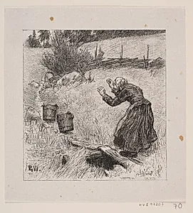Illustration til "Kjærringen og fisken" by Waldemar Bøhme