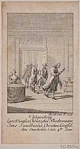 Illustration til Ludvig Holbergs "Den Stundesløse" by Bradt, F.L.