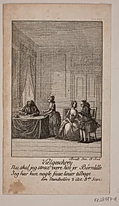 Illustration til Ludvig Holbergs "Den Stundesløse" by Bradt, F.L.