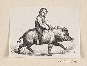 Illustration til "Metalsvinet" i H.C. Andersen, "Eventyr og Historier", Bind 1 by H.P. Hansen