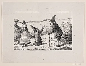Illustration til "Nisse-Frieri", digt af Christian Richardt by Ubekendt