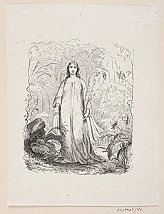 Illustration til "Paradisets Have" i H.C. Andersen, "Eventyr og Historier", Bind 1 by H.P. Hansen