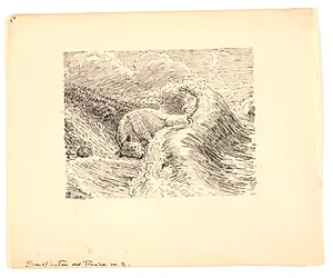 Illustration til "Sandflugten ved Tisvilde" by Niels Skovgaard