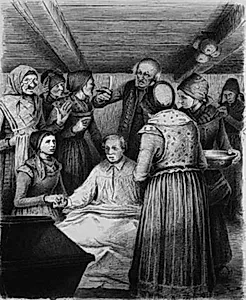 Illustration til St. St. Blicher: "Mowns". Mowns vågner by Hans Smidth