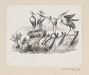 Illustration til "Storkene" i H.C. Andersen, "Eventyr og Historier", Bind 1 by H.P. Hansen