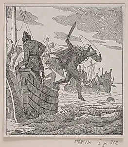 Illustration til "Svend Tveskægs tog til England og slaget ved Svold" by Ubekendt