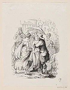Illustration til "Svinedrengen" i H.C. Andersen, "Eventyr og Historier", Bind 1 by H.P. Hansen