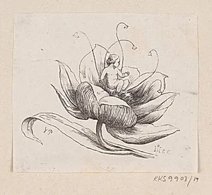 Illustration til "Tommelise" i H.C. Andersen, "Eventyr og Historier", Bind 1 by H.P. Hansen