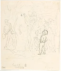 Illustrationsddkast til H.C. Andersen, Snemanden by Lorenz Frølich