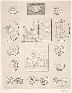 Illustrationstavle med antike mønster og relieffer by Oluf Olufsen Bagge