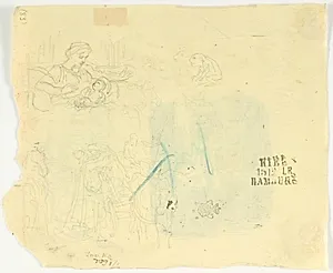 Illustrationsudkast, bl.a. til H.C. Andersen, Dyndkongens Datter by Lorenz Frølich