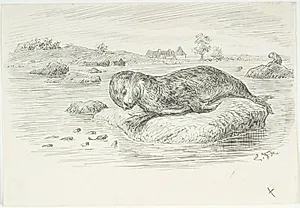 Illustrationsudkast til H.C. Andersen, Den Store Søslange by Lorenz Frølich