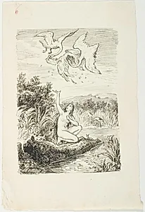 Illustrationsudkast til H.C. Andersen, "Dynd-Kongens Datter" by Lorenz Frølich
