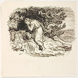Illustrationsudkast til H.C. Andersen, "Dynd-Kongens Datter" by Lorenz Frølich