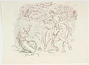 Illustrationsudkast til H.C. Andersen, "Dynd-Kongens Datter" by Lorenz Frølich