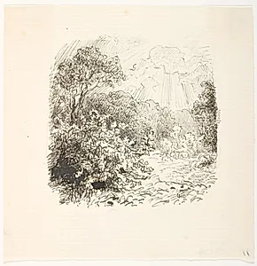 Illustrationsudkast til H.C. Andersen, Hurtigløberne by Lorenz Frølich