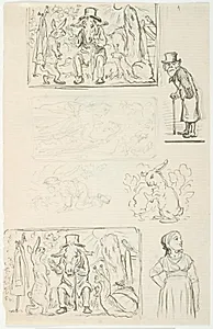 Illustrationsudkast til H.C. Andersen, "Hurtigløberne", "Sneglen og Rosenhækken" og "Anne Lisbeth" by Lorenz Frølich