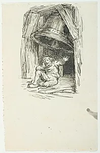 Illustrationsudkast til H.C. Andersen, Klokkedybet by Lorenz Frølich