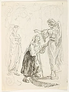 Illustrationsudkast til H.C. Andersen, "Noget" by Lorenz Frølich