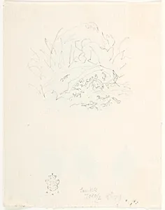 Illustrationsudkast til H.C. Andersen, Skarnbassen by Lorenz Frølich