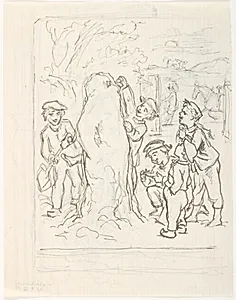 Illustrationsudkast til H.C. Andersen, Snemanden by Lorenz Frølich