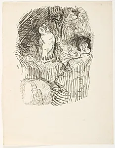 Illustrationsudkast til H.C. Andersen, "Suppe paa en Pølsepind" by Lorenz Frølich