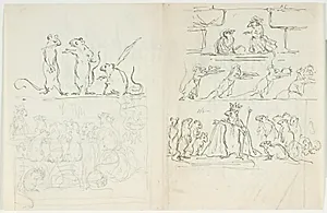 Illustrationsudkast til H.C. Andersen, "Suppe paa en Pølsepind" by Lorenz Frølich
