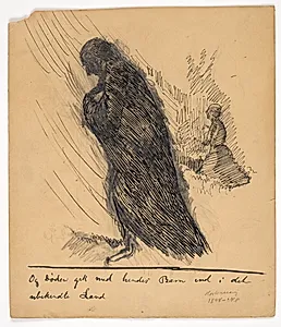 Illustrationsudkast til Historien om en moder by Christian Kongstad Petersen